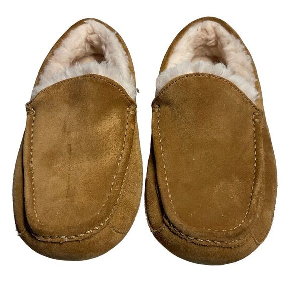 UGG Men's Ascot Chestnut Suede Leather Slippers Size 7 - Picture 2 of 15